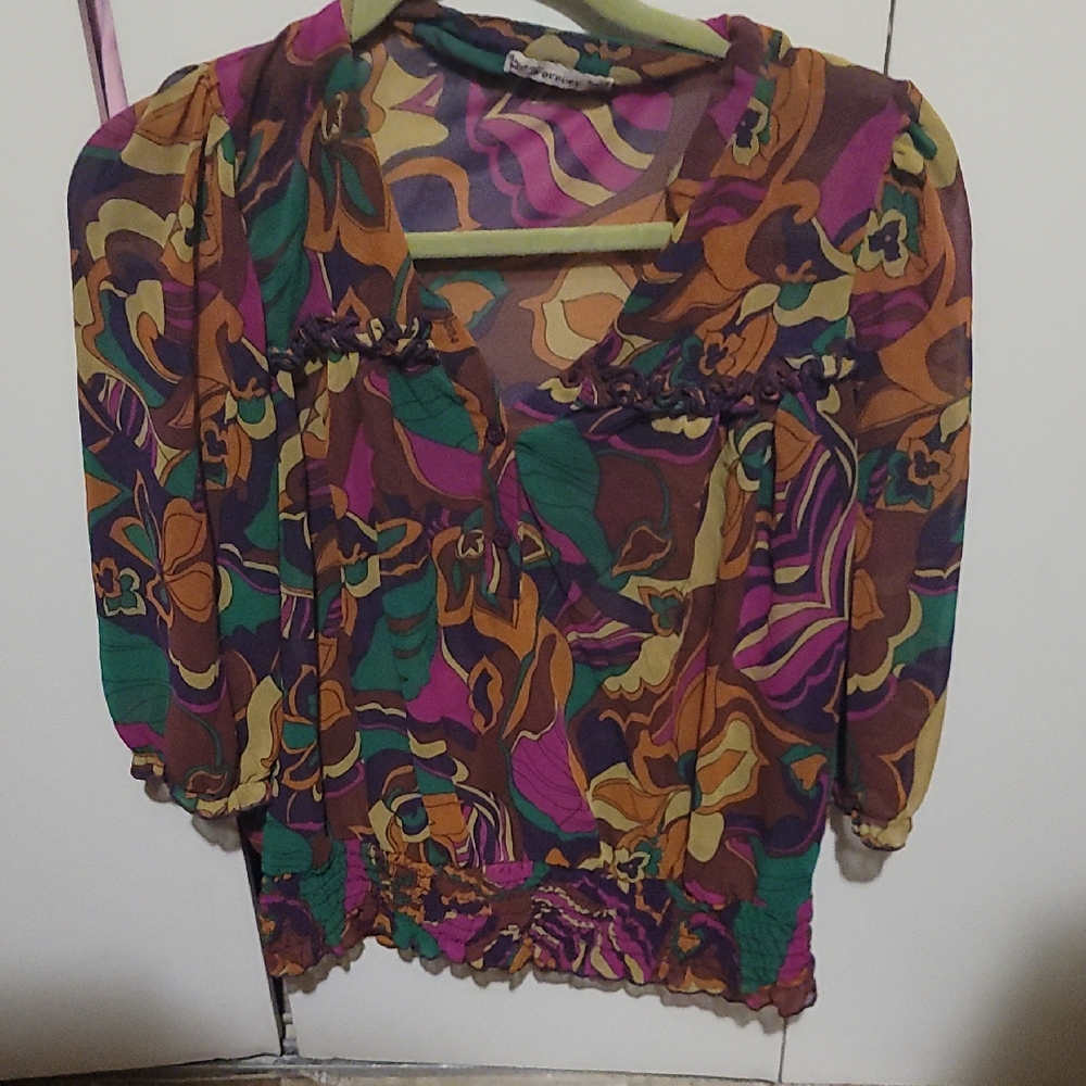 Floral Multicolor Sheer Women's Top